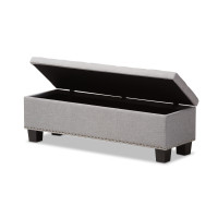 Baxton Studio BBT3136-OTTO-Greyish Beige-H1217-14 Hannah Modern and Contemporary Grayish Beige Fabric Upholstered Button-Tufting Storage Ottoman Bench